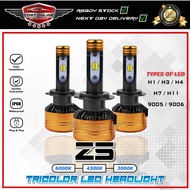 3 Colour Z5 40w 5800LM LED Headlights Bulb  H1 / H3 / H4 / H7 / H11 / 9005 / 9006 [1 Pair]