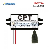 Car Power Converter Usb Charger Auto Low Heat Protection 12V To 5V 2A 3A 10W 15W