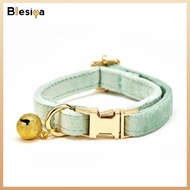 Velvet Cat Collar with Name Tag Holder Adjustable Bell Necklace for Small Dog Kitten Pet Accessories