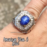 CINCIN BATU AKIK PERMATA AMERICAN STAR BLUE 6 STAR MEWAH BERKELAS