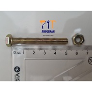 HEXAGON BOLT M6X50 (k10 x 5cm) YELLOW AND NUT - HEXAGON Bolt AND NUT