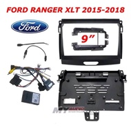 หน้ากาก FORD RANGER XLT ใช้ได้ตั้งแต่ปี 2015 ถึงปี 2018 สำหรับจอ 9 นิ้วพร้อมปลั๊ก + แคนบัส