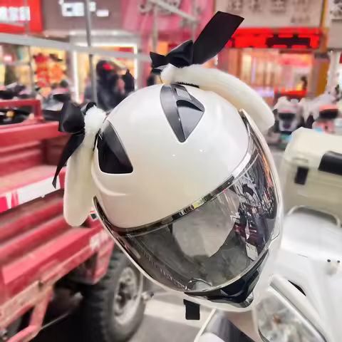 2pcs New Motorcycle Helmet Decoration Ears Cute Bunny Ears Motocross Riding Helmet Stickers Women Ch