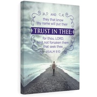 Scripture Canvas Trust In Thee Psalm 9:10 Christian Wall Art Bible Verse Print Ready To Hang