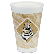 DART 16X16GPK Cafe G Hot/Cold Cups Foam 16 oz White/Brown with Green Accents 25/Pack