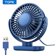 TOPK USB Small Desk Mini Portable Fan 3 Speeds Quiet Desktop Fan 360° Rotatable Adjustment Table Fan for Home Office Bedroom