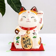 日本藥師窯彩繪金運來福招財貓擺件生日開業喬遷創意禮物日式和風