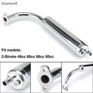 Chrome Muffler Exhaust Pipe 2-Stroke Motorized Bike 49cc 60cc 66cc 80cc