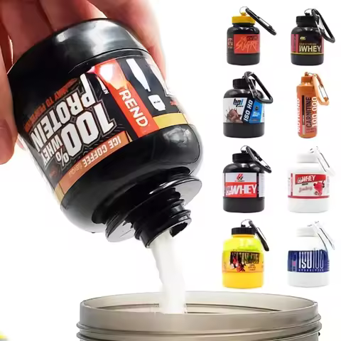 Portable Protein Powder Container Pill Organizer Protein Keychain Sport Nutrition Water Bottle Sport