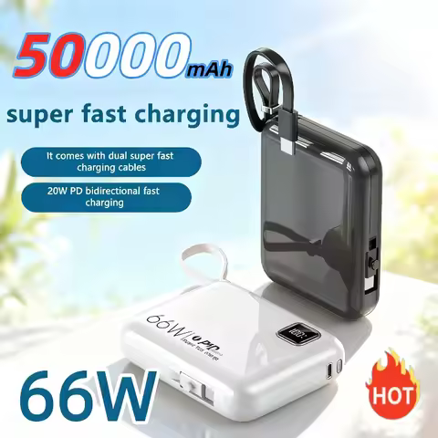 66W Super Fast Charging Power Bank 50000mAh Mini Power bank Spare Battery for iPhone For Samsung Por