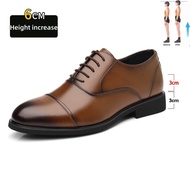 3/6 CM Elevator Shoes for Men Black Soft Genuine Leather Men Heighten Formal Shoes Casual Business M
