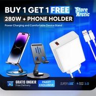 Migoz UltraPower Set – 280W Fast Charging Android Charger + Metal Phone Holder for hp & tablet