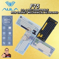 AULA F75 Silent Mechanical Gaming Keyboard 75% 80 Key RGB LED Wired / BT. / 2.4G Wireless Hot-swap R