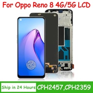 TFT สำหรับ Oppo Reno8 4G CPH2457 Reno 8 5G CPH2359จอแสดงผล LCD พร้อมชุดประกอบดิจิไทเซอร์เทปกาวหน้าจอ