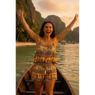 Terno BOHO shorts for women plus size outfit woman set