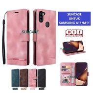 Casing Samsung A11 / M11 Model Flip Buka Tutup Case Kulit Ada Tempat Foto Dan Kartu Juga Tali Hp Fli
