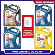 (FREE Original Proton Oil Filter) Shell Helix Ultra 5W40 / HX7 10W40 / HX7 5W30 / HX5 15W40 Engine Oil (4L) PROTON SAGA VVT / BLM / FLX / SAGA / PERSONA / GEN-2 / WAJA / PREVE / EXORA / WIRA 5W-40/10W-40/5W-30/15W-40