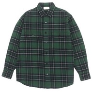 CELINE 2C562178R 100%純棉，Hedi Grimson時期，棉法蘭絨，格紋，寬鬆版型，長袖襯衫，綠色，34碼，正品，日本製造，男款