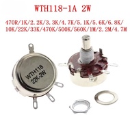 2/1Pcs WTH118 Potentiometer 2W 1A Adjustable Resistor 470R 1K 2.2K 3.3K 4.7K 5.1K 5.6K 6.8K 10K 22K 