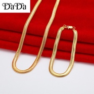 original malaysia Emas Lelong Bangkok Cop 916 Rantai Emas Mens Snake Bone Necklace Bracelet Set (18"