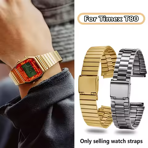 18mm For TIMEX T80 Series Stainless Steel Strap TW2W49400 Watchband For Casio AE1200WH AE1300 A158WA