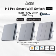 AQARA Smart Wall Switch H1 Pro Black - Grey (1/2/3 Gang), Support Apple HomeKit, Alexa, (Smart Light
