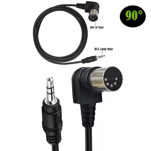 90 Degree Right 5 Pin Din MIDI Plug 3.5mm Connection Male To Male Stereo Jack Audio Extension Cable 