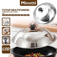 304 Stainless steel Frying Pan Lid Combination Glass Lid Thick Stainless steel Pan Pan Lid Wok Pan L