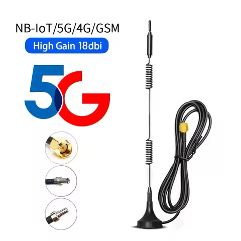 GSM 4G 5G Magnetic Antenna 600-6000Mhz 18dBi SMA Male with 1.5M 3M Cable 2.4G Wifi Aerial for Modem 