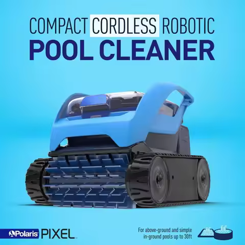 Pixel Compact Cordless Robotic Pool Cleaner,For Above-Ground & In-Ground Pools Up To 30ft,Long Lasti