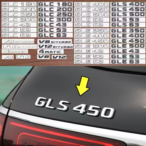 Chrome Plastic Car Trunk Rear 3D Letters Badge Emblems for Mercedes Benz AMG GLC200 GLC250 GLE400 GL