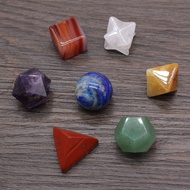 New 7 Chakras Reiki Heal Platonic Solids Energy Lapis lazuli Stone Octahedron Cube Crystal for Women Yoga Meditation