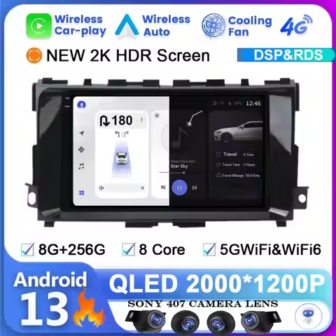 9" QLED Android 14 For Nissan Teana 3 Altima 5 L33 2013 -2018 Car Radio Stereo Multimedia Auto Wirel