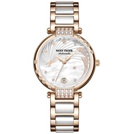 REEF TIGER Luxury Diamond Watch for Women Shell Dial Automatic Watches Ceramic Watch Band RGA1592