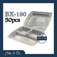 50pcs Food Packaging Container 3 Compartments | Ecoplastic Container | Bekas Bungkusan Makanan