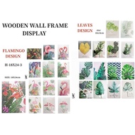 WOODEN WALL FRAME LEAVES & FLAMINGO DESIGN 18X24cm (H-18X24-1/-3)