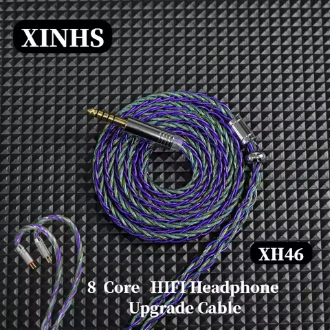 XINHS XH46 Mixed Color 8-core 7N Single Crystal Copper + Silver Foil HIFI Headphone Upgrade Cable IE