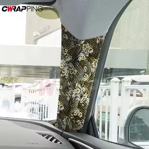 Car Interior Self-adhesive Cloth Koi Carp Sea Waves Embroidery Interior Stickers ABC Modification fo