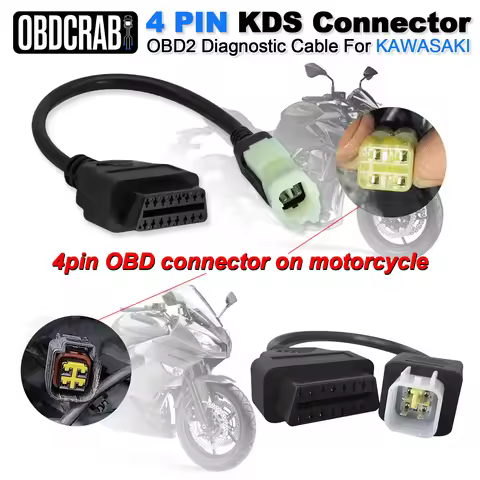 OBD2 Adapter Cable For Kawasaki Motorcycle 4Pin to 16Pin OBDll Diagnostic Cable Fit for Z250/Z650/Z1