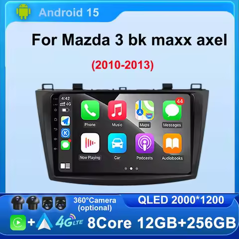 Android 15 Car Radio for Mazda 3 bk maxx axel 2010 - 2013 QLED Multimedia Video GPS NAVI Player Qual