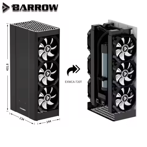 Barrow External Water Cooling Dock ITX Case Supports Dual 240 360mm Radiator+DDC Pump Reservoir+FAN+