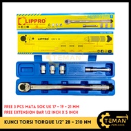 MATA Lippro Torque Wrench 28-210NM + Socket Bit 17 - 19 - 21 MM