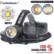Super Powerful XHP70.2 LED Headlight Zoom Head Light Waterproof Head Lamp of Yellow White Lighting 1