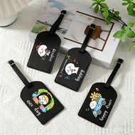 Free Personalized Custom Name QUBY Black PU Leather Luggage Tag Suitcase ID Label Baggage Bag Tag Tr