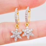 [ PCPY Jewelry ] ต่างหูห่วงตุ้งติ้งเพชรแท้ 💎 ทองคำแท้9K (ทอง37.5%) ✨เพชรแท้น้ำ100 เบลเยี่ยมคัต✨ [9KP