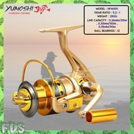 YUMOSHI HF 2000 - 8000 Series 12 Ball Bearing Spinning Fishing Reel - Gold