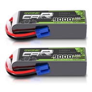 OVONIC 3S LiPo Battery 9000mAh 11.1V 130C RC Battery with EC5 Connector (2 Pack)
