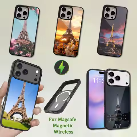 Famous Eiffel Tower Paris Phone Case For iPhone 13,12,11,16,15,17,14,Pro,Max,Plus,Mini, With Magsafe