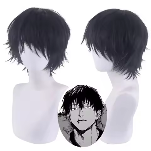 Synthetische Anime Jujutsu Kaisen Toji Fushiguro Cosplay Pruik Kort Zwart Hittebestendig Haar Pruike