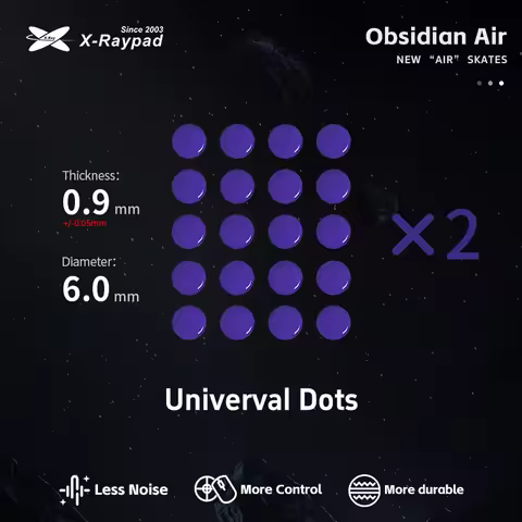 X-raypad Obsidian Air Mouse Feet Skates Quiet & Control Diy – Universal D6.5mm Dots 9.5mm Donuts Ptf